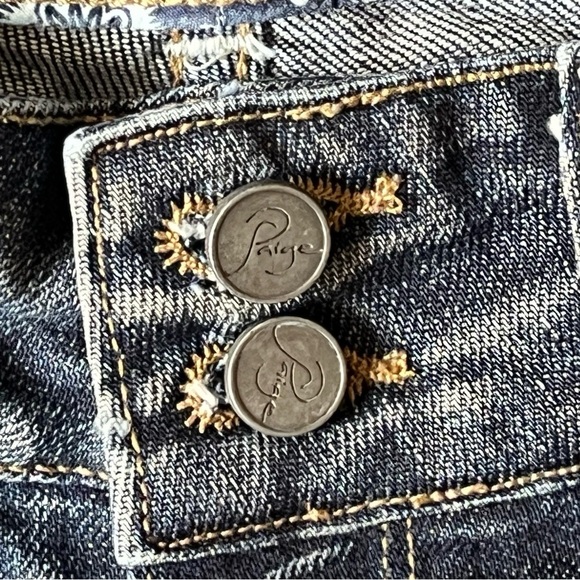 Paige Women's Hidden Hills Raw Hem High Rise Denim Jean Shorts Size 28 - Picture 4 of 13